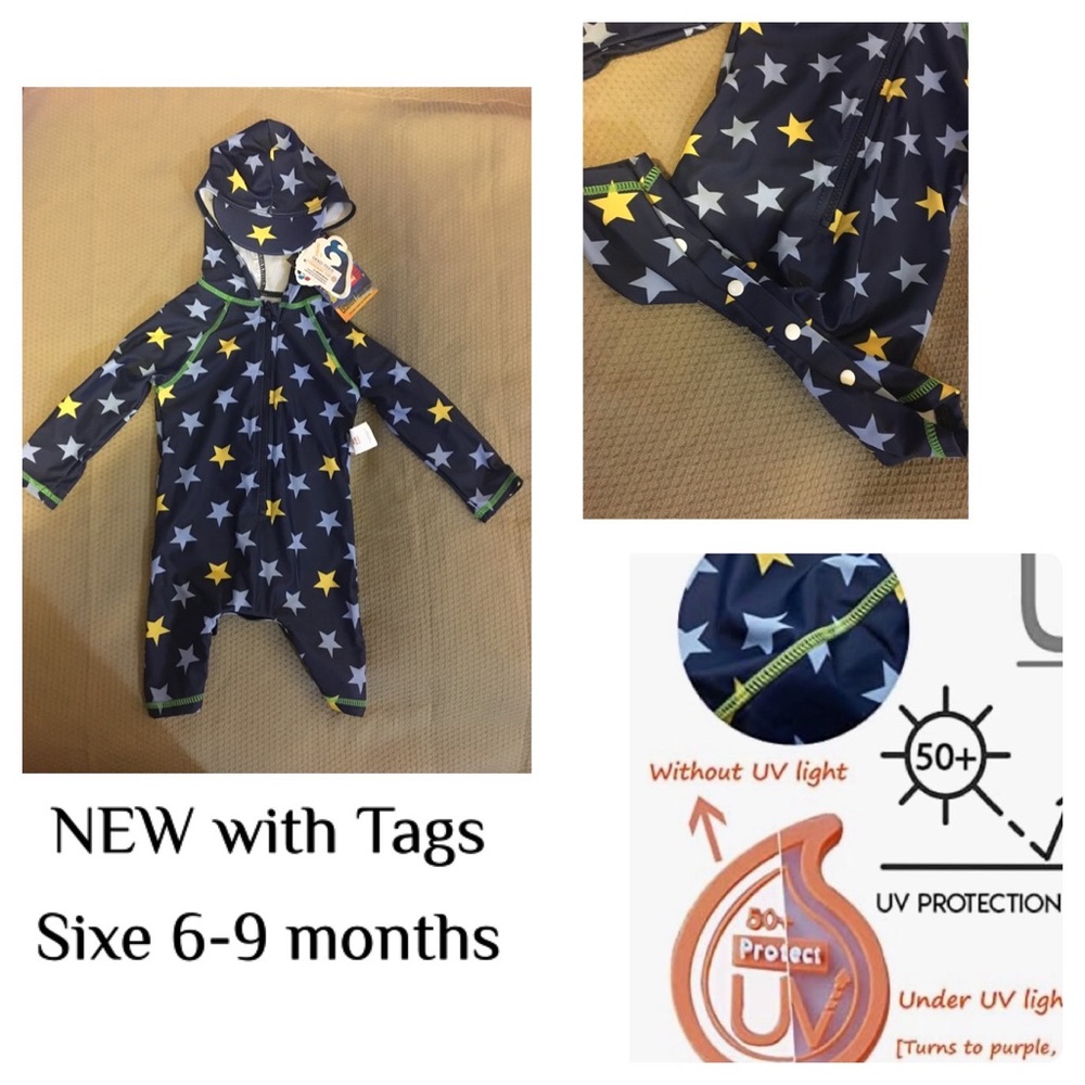 NEW Star Pattern Baby One-piece bathing suit with Hood